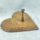 Vintage Solid Wood Heart Wall Plaque With Peg Rustic Country Decor