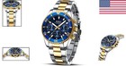 Stylish Waterproof Men s Watch - Gold Blue Analog Chronograph For Versatile Wear