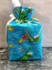 Green Frogs Lilly Pads Flowers Cotton Fabric Handmade Square Tissue Box Cover