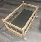 Vintage Style Baby Doll Rocking Cradle Wood Crib With Foam Bed Mat