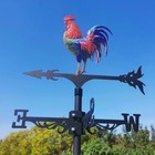 Colorful Rooster Weather Vane Spinner Wind Direction Farm Scene Stake Eagle