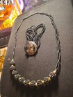 Vintage Abalone Pearl And Black Crystal Necklace And Bracelet Sterling Silver