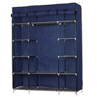 Large Navy Blue Portable Closet Wardrobe With 13 Space Compartments Freestanding