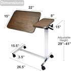 Vaunn Medical Adjustable Tilt Overbed Bedside Table hospital And Home Use brown
