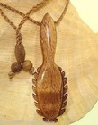 26mm Genuine Solid Koa Wood Hawaiian Jewelry Lei  o Mano War Club Necklace  1