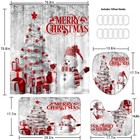 4 Pcs Merry Christmas Bathroom Shower Curtain Set With Rugs  Snowman Curtain    