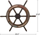 Wood Ship Wheel Nautical Wall Decor Rustic Vintage Boat Steering Wheel Hanging O