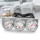 3-in-1 2  52mm Chrome Car Triple Gauge Set Water Temp Oil Pressure Volt Meter