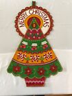 Vintage Hanging Thick Felt   Sequin Christmas Deco  rare  29    By 17    Bucilla