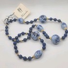 Vintage Chinese Export Necklace Blue Lapis Cloisonne Beads Helenka Heavy 28 