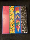 Vtg 1989 Lisa Frank Stuart Hall Binder   3 Folders Ice Cream Bear Cow Gumballs