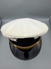 Vintage Us Navy Officer s White Visor Cap Hat Wolf-brown Ega Buttons