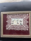 Persian Miniature Hunting Scene In Khatamkari Frame