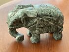 Green Stone Gemstone Elephant Statue Sculpture Hand Carved Natural Heavy