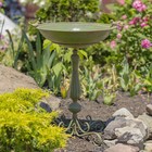Ornate Pedestal Style Birdbath With Cast Iron Birds On Rim
