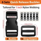 6 Set 1  Buckle Quick Release   12 Pcs Strap 1 Inch  Black
