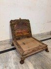 Antique Carved Wooden Bench  Vintage Indian Daybed  Rustic Wooden Recliner