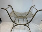 Vintage Hollywood Regency Gold Metal Vanity Stool Bench Boudoir Mcm 25 5