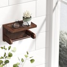 1x Wooden Toilet Paper Roll Holder Adhesive Without Drilling Natural Bamboo Toil