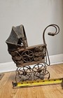 Vintage Antique Victorian Baby Doll Carriage Stroller Buggy Wicker Wood   Steel