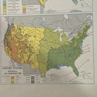 1956 Map Of United States 14   x11     rainfall  Relief  Population And Vegetation