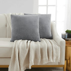 Solid Chenille Decorative Pillow Set 18x18 Square Accent Toss 2 Pack Sofa Couch