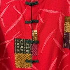 Red Patchwork Style Asian Inspired Frog Knot Mandarin Collar Robe Pockets