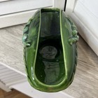 Vintage Green Drip Glaze Ceramic Planter Vase Compote Pedestal Bowl Mid Century