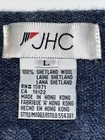 Jhc Blue Shetland Wool Sweater Lrg Button Neck Henley Womens Split Side Neutral