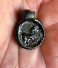 Late Roman early Byzantine Rare Dark Colored Glass Pendant  ca 4th 5th C  Ce 