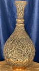 Large Antique Persian Hand Engraved Heavy Copper Vase With Birds Flowers Design