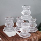 Wdhodec Clear Glass Candlestick Holders 12pcs Taper Candle Holders For Table Cen