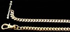 Gold Plated Strong 5mm Wide Pocket Watch Chain With T Bar And Swivel Hook