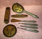 Vintage Antique 1940 50 s Ladys Ornate Metal Dresser Vanity Set