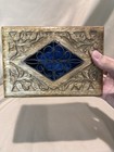 Decorative Wooden Box W  Carvings   Metal On Lid 387b