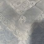 3 Vintage Wedding Hankies W  Monogram m P  E  Handmade Lace- Lot Of 3 Very Sweet