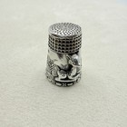 Vintage Antique 925 Sterling Silver Deer Fawn Floral Forest Scene Thimble Sewing