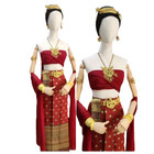 Dress Rum Thai Naga Nakee Red Set Worship Dance Costume Offering Dance Set With