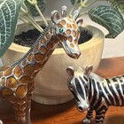 Godinger Giraffe   Zebra Salt And Pepper Shakers Silver Animal Figurine Set