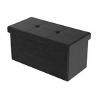 Large Foldable Storage Bench Ottoman   Tufted Faux Leather Organizer   black 