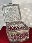 Antique Vintage Baccarat Style Crystal Cut Glass Dresser Trinket Box Art Deco