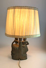 Antique Victorian Couple Cast Bronze   Authentic Japanese Figurine Lamp 1920 s