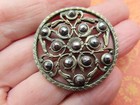 Large Vintage Button pierced Metal With Cut Steel Accents  approx  1-3 8    J18