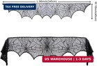 Halloween Cobweb Fireplace Scarf  Black Lace Spiderweb Mantle Scarf For Hallowee