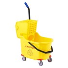Commercial Mop Bucket Set 32l Double Bucket Side Press Wringer Rolling Wheels
