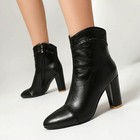 European Style Womens Pointed Toe Knight Boots Chunky High Heel Ankle Boots Size