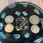 Vintage 1999 New Zealand Abalone Shell Coin Lucite 4 5    Souvenir Trinket Tray