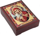Bloom Of Madonna And Child Icon Wood Trinket Box For Rosary Or Jewelry 5 1 16 In