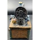 Antique Look Sewing Machine Trinket Box  Thread  Scissors  Fabric  Thread Spools
