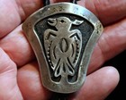 Beautiful Old Navajo Handmade Solid Sterling Silver Thunderbird Bolo Tie